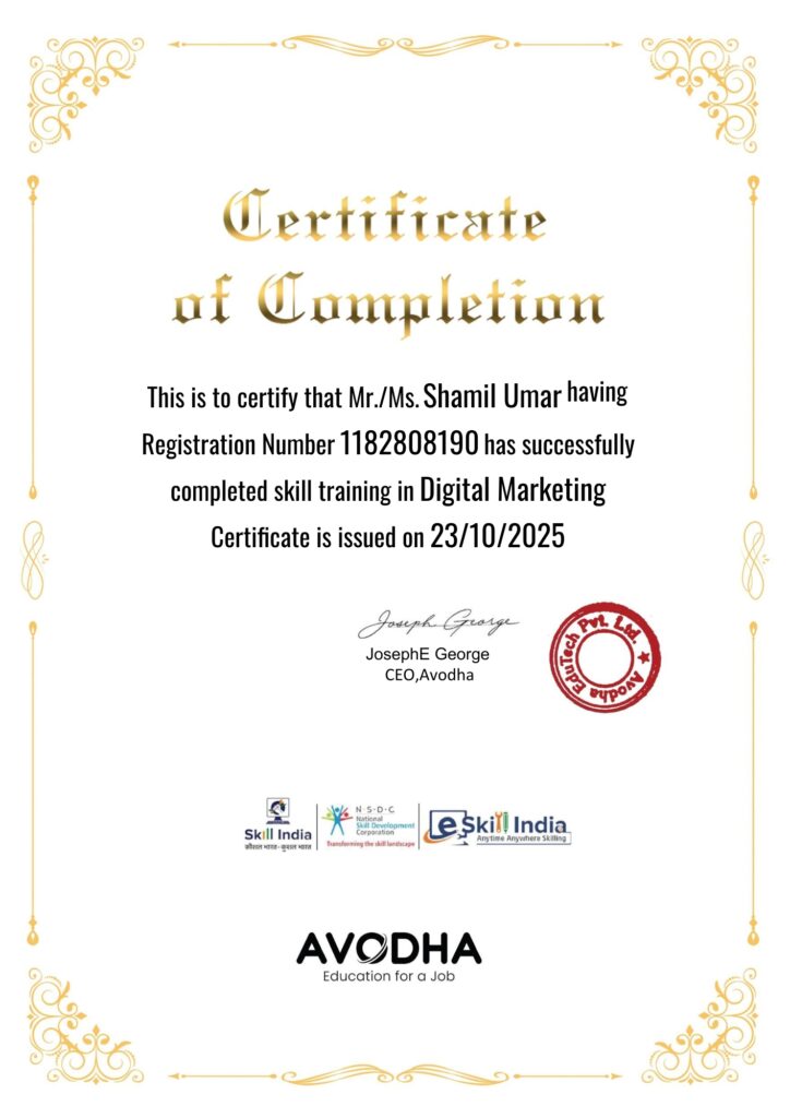 certificate of digital marketing